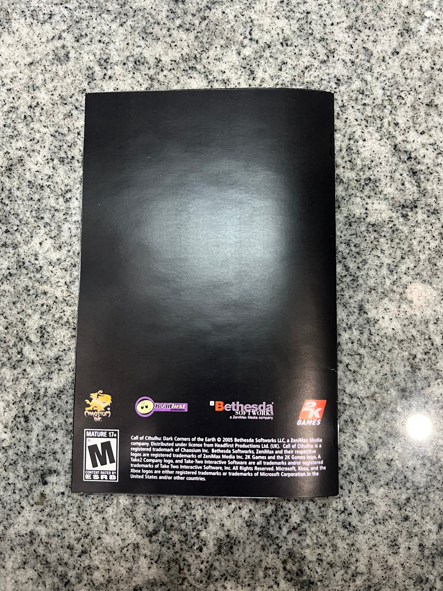 Call of Cthilhu Xbox Custom Manual