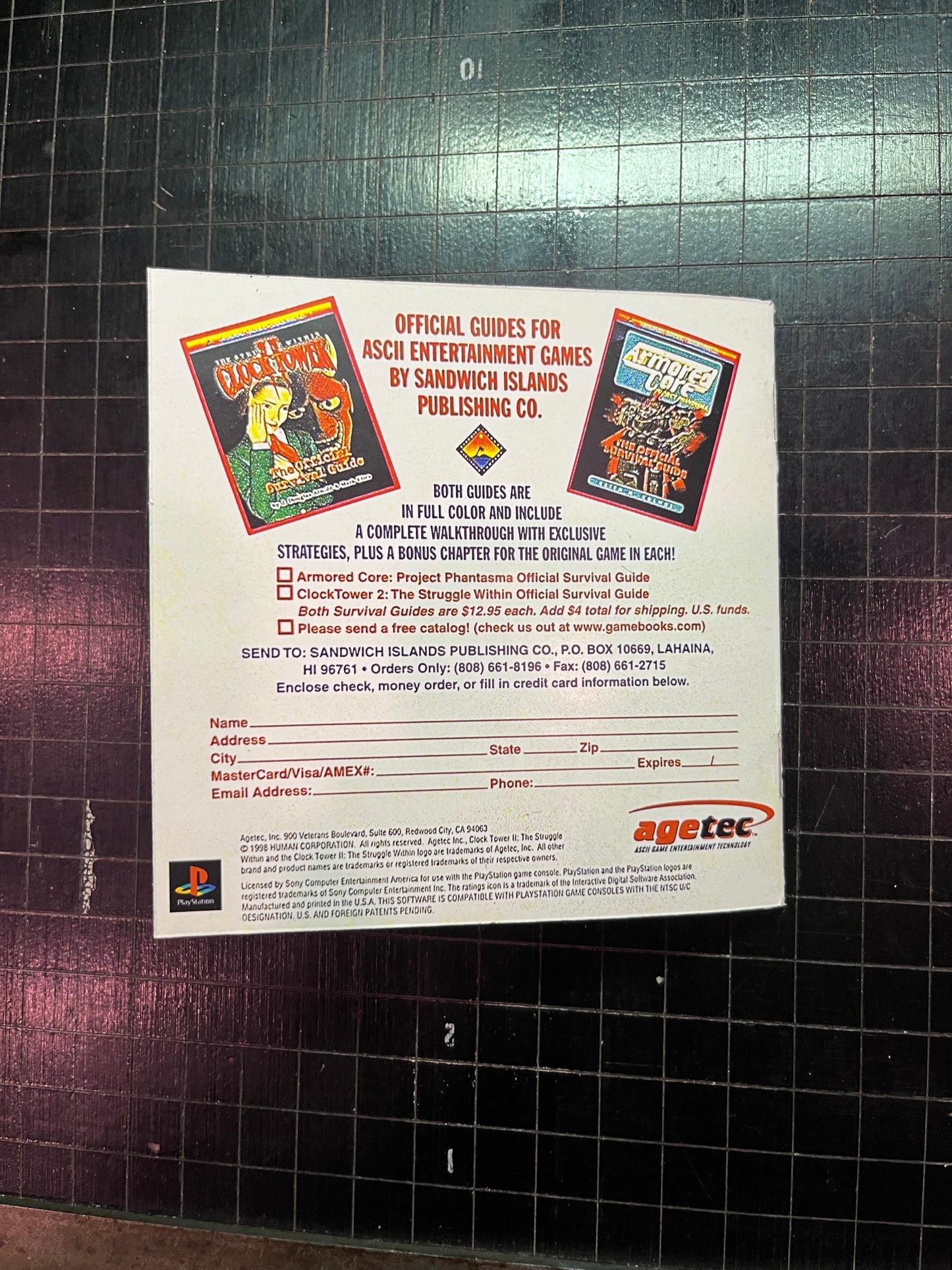 Clock Tower 2 PS1 Custom Manual