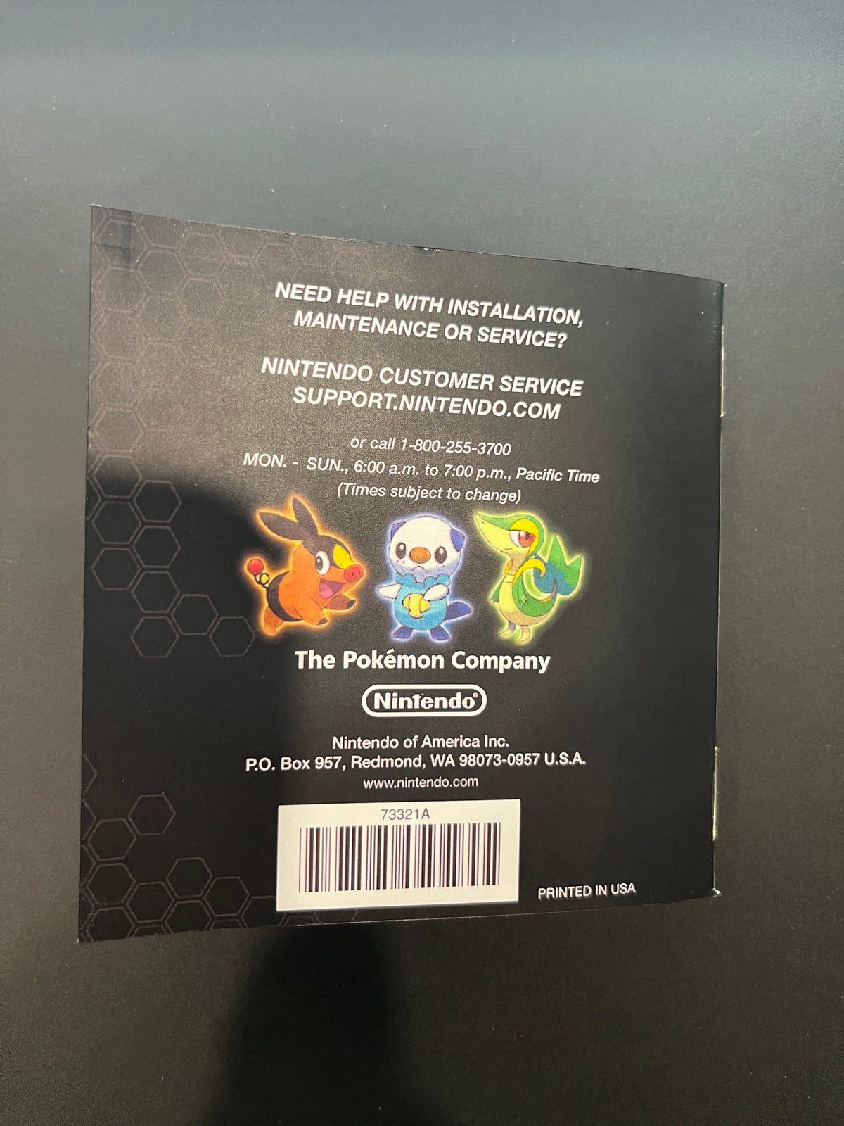 Pokémon Black Nintendo DS manual