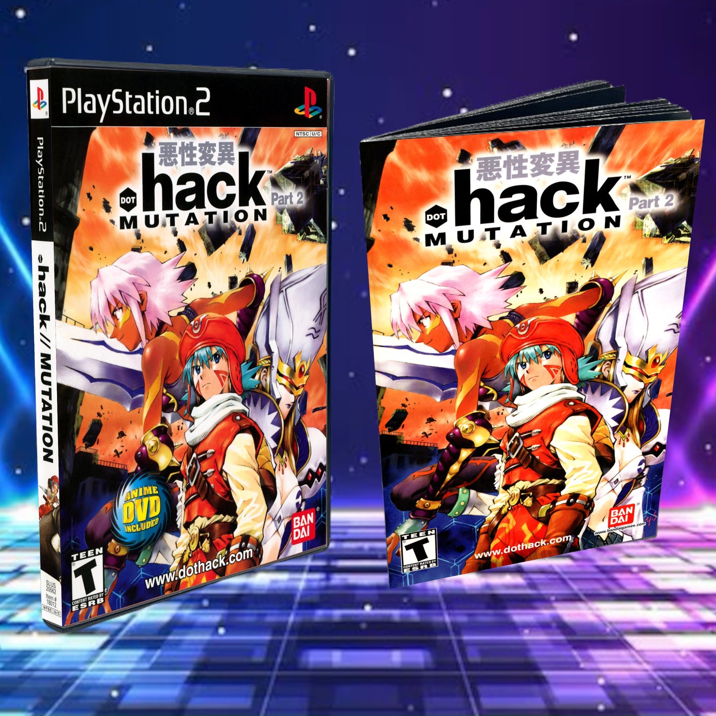 Dot Hack Part 2 Mutation Cover Art + Manual + PS2 Style Case