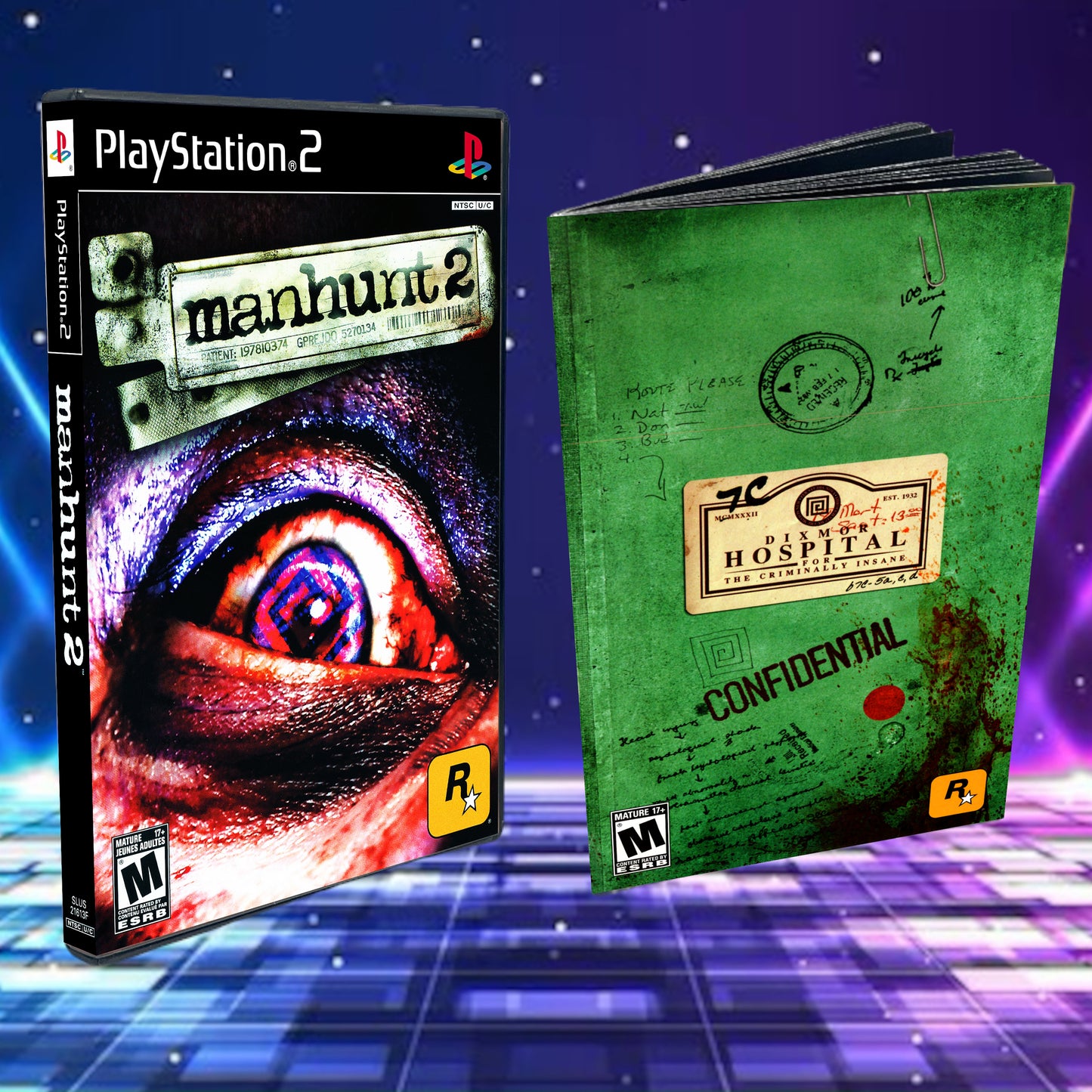 Manhunt 2 Cover Art + Manual + PS2 Style Case