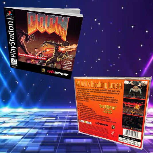 Doom Black Label PS1 Replacement Manual + Back Cover Insert + Case
