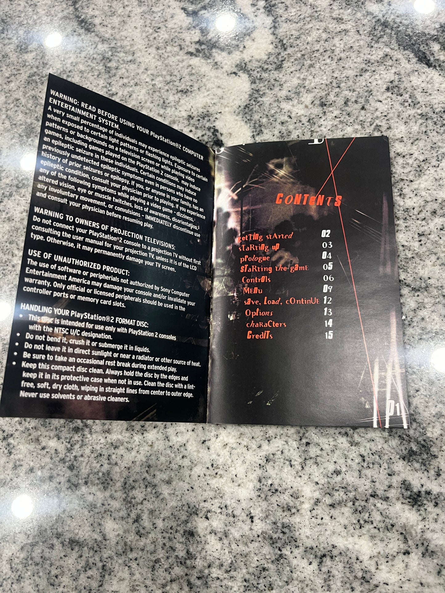 Silent Hill 3 PS2 Custom Manual