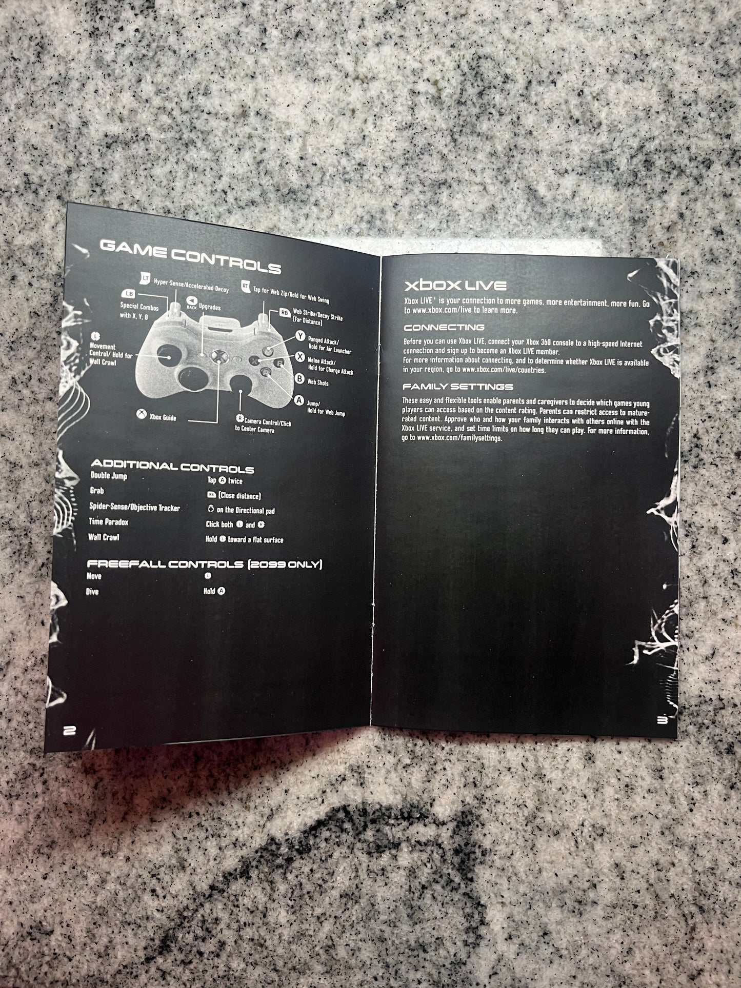 Spider Man Edge of Time Xbox 360 Custom Manual