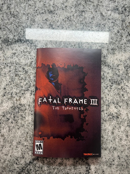Fatal Frame 3 The Tormented PS2 Custom Manual