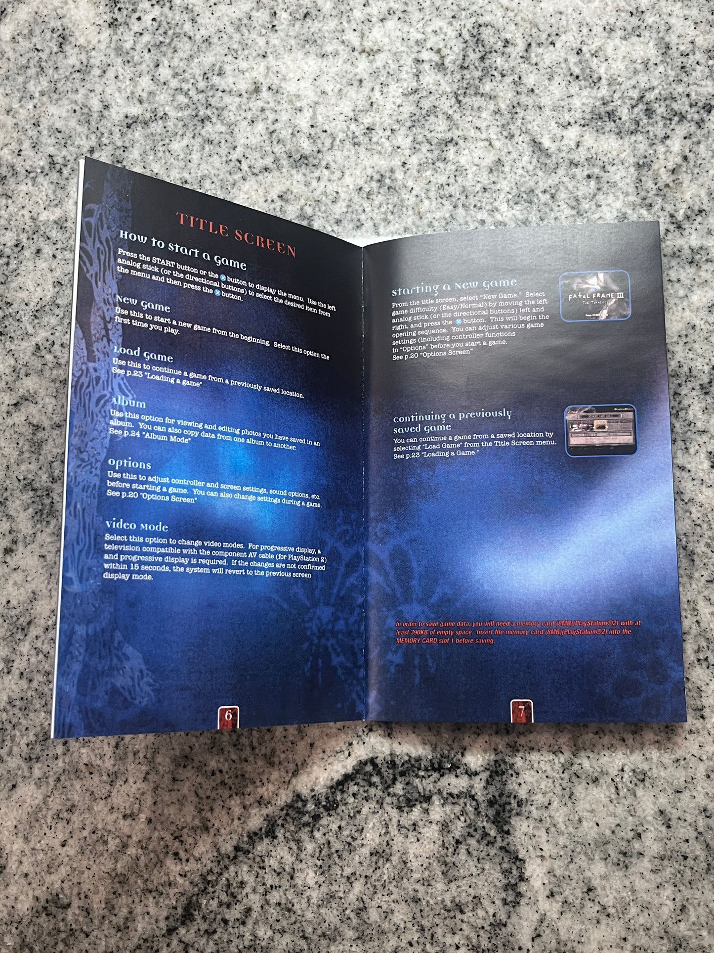 Fatal Frame 3 The Tormented PS2 Custom Manual
