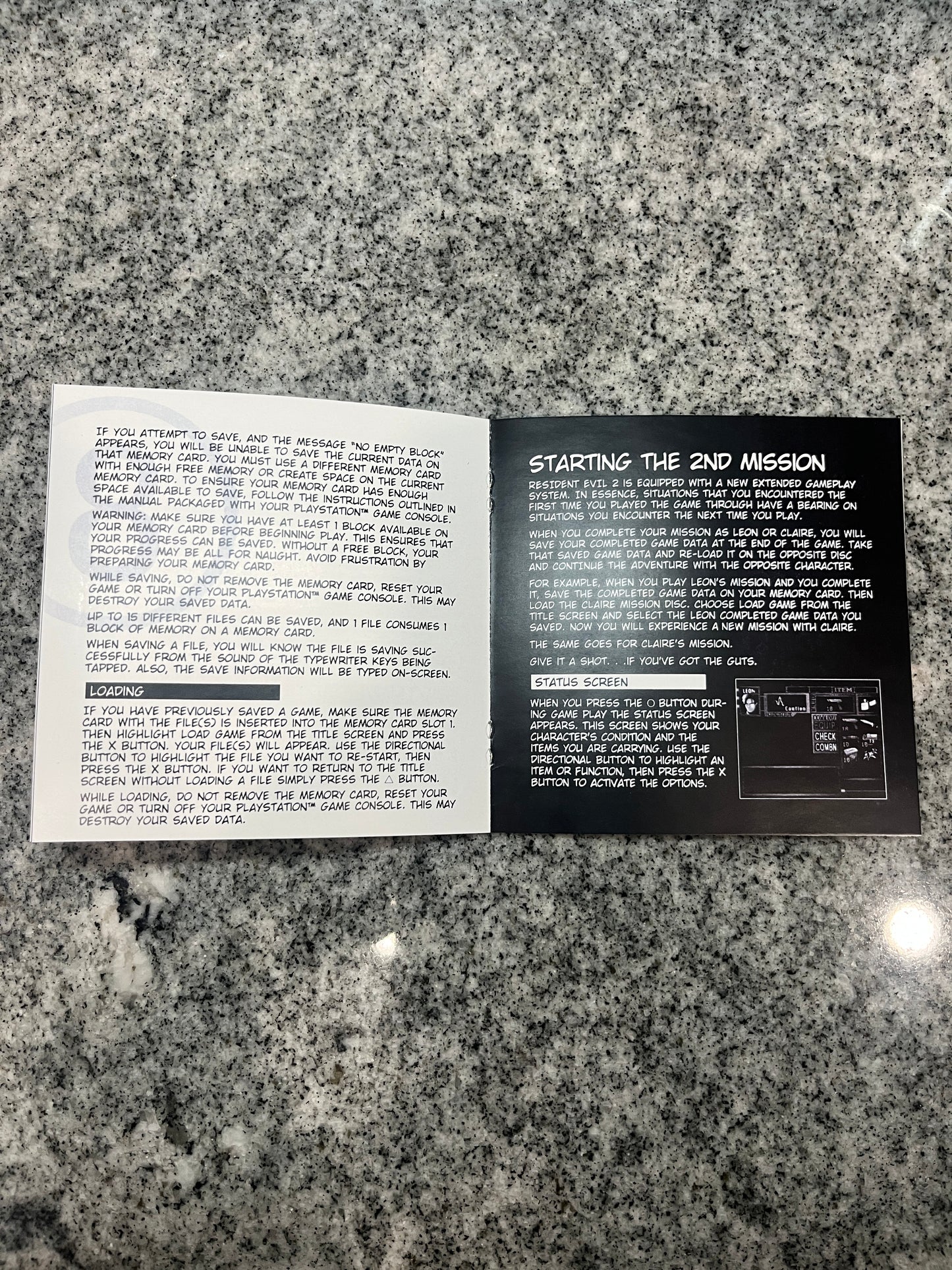 Resident Evil 2 Dual Shock Version PS1 Custom Manual