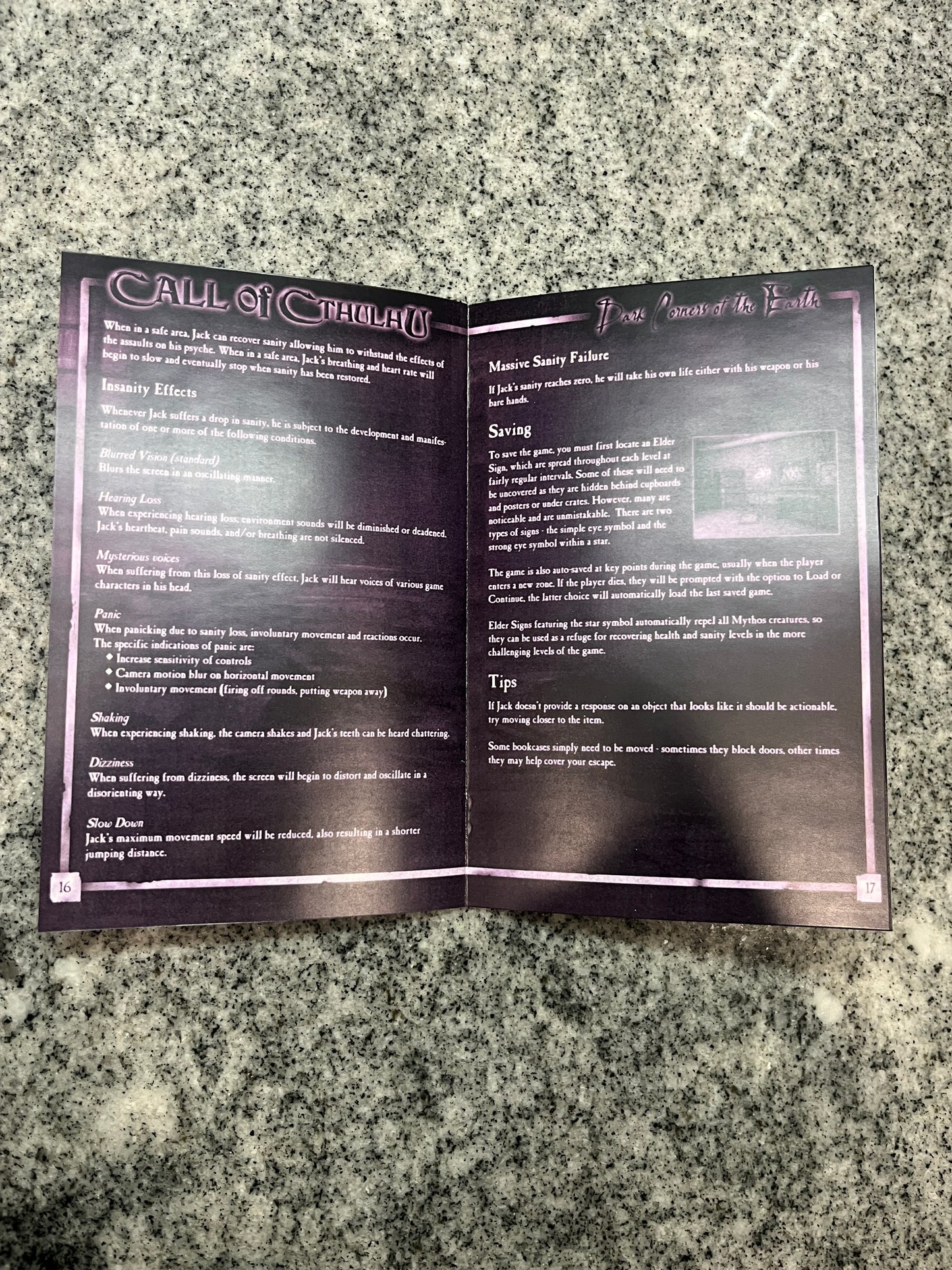 Call of Cthilhu Xbox Custom Manual