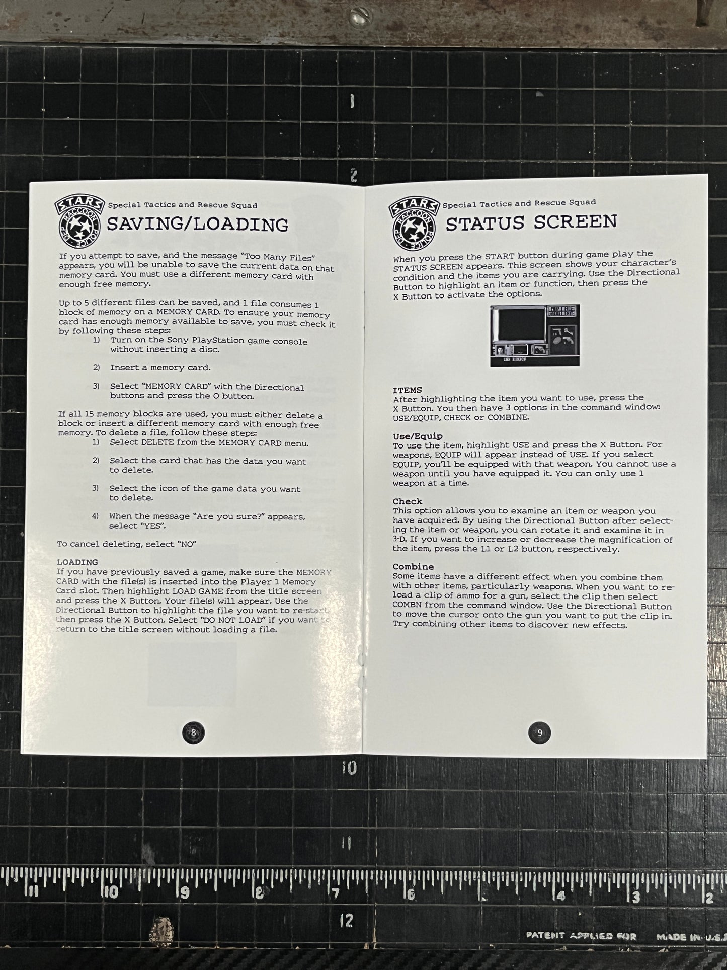 Resident Evil Long Box Version PS1 Custom Manual