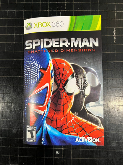 Spider Man Shattered Dimensions Xbox 360 Custom Manual
