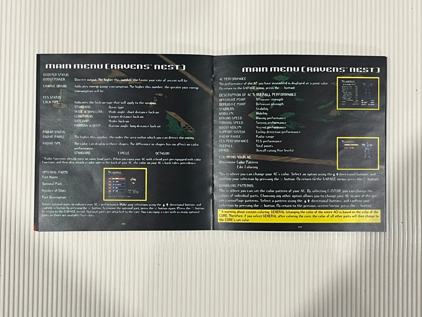 Armored Core Master of Arena PS1 Custom Manual