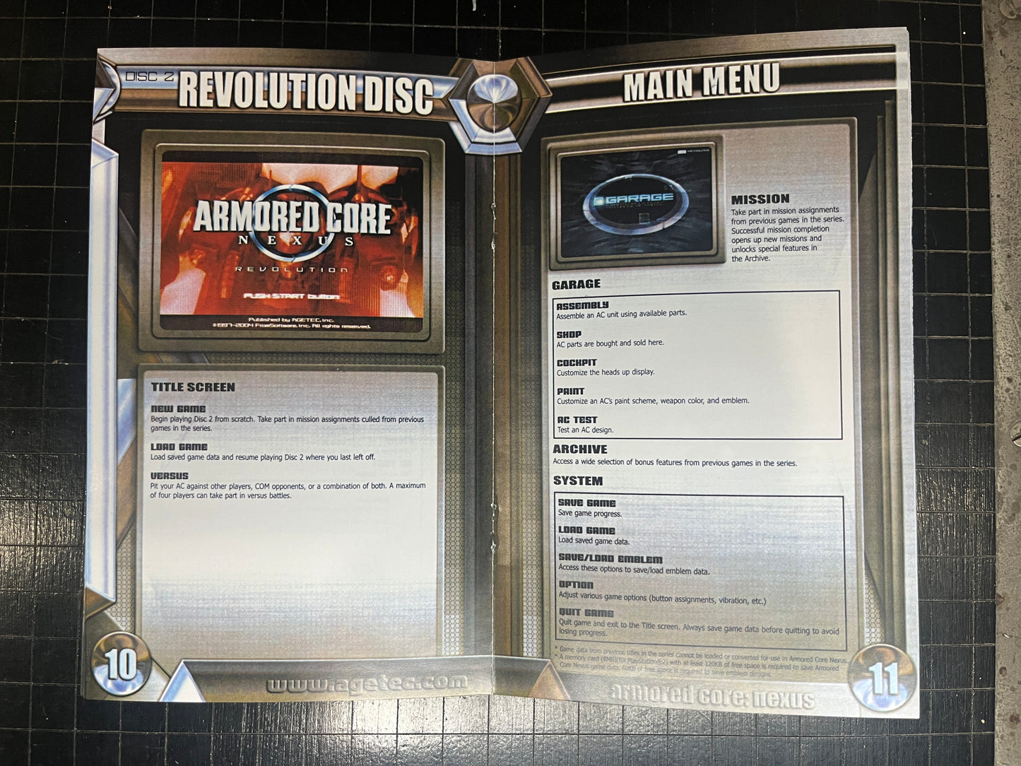 Armored Core Nexus PS2 Custom Manual