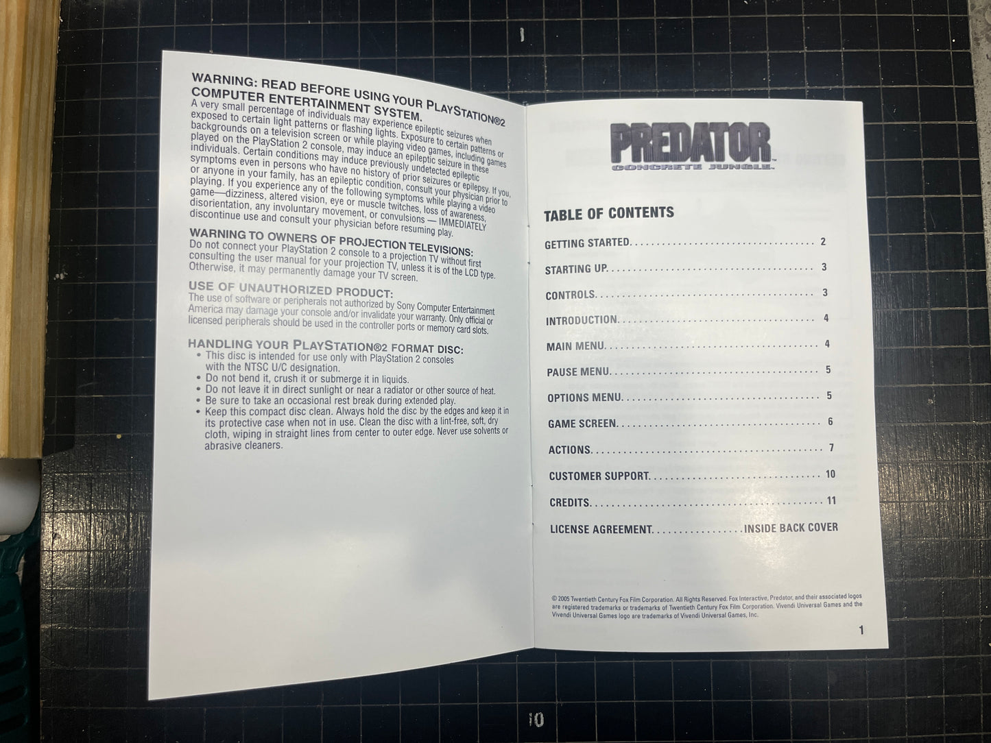 Predator Concrete Jungle PS2 Custom Manual