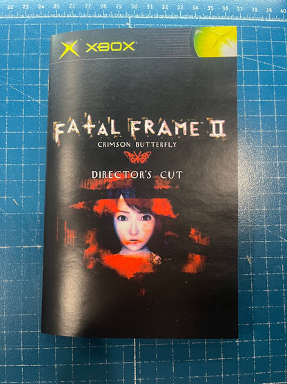 Fatal Frame 2 Crimson Butterfly Xbox Custom Manual