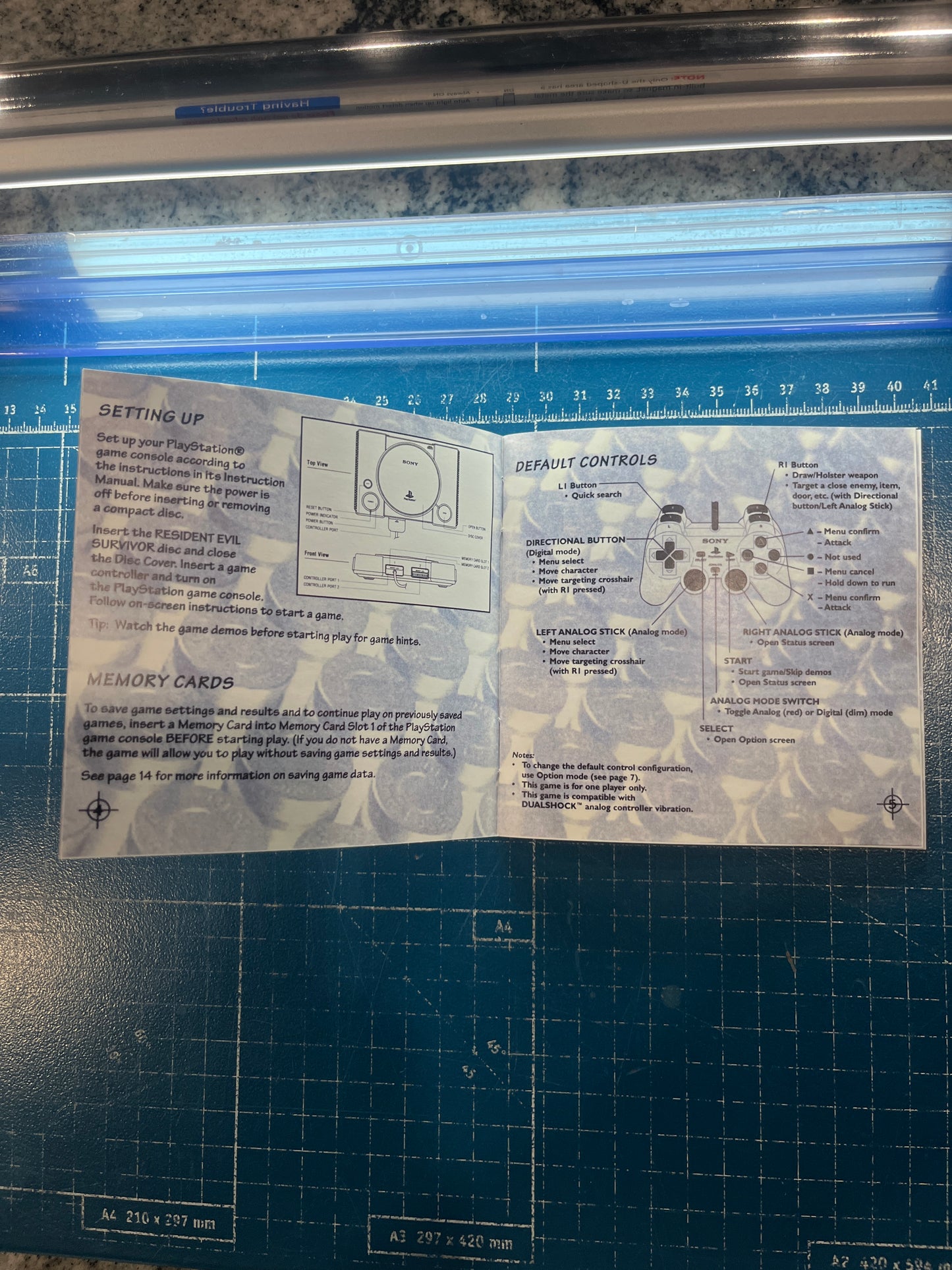 Resident Evil Survivor PS1 Custom Manual