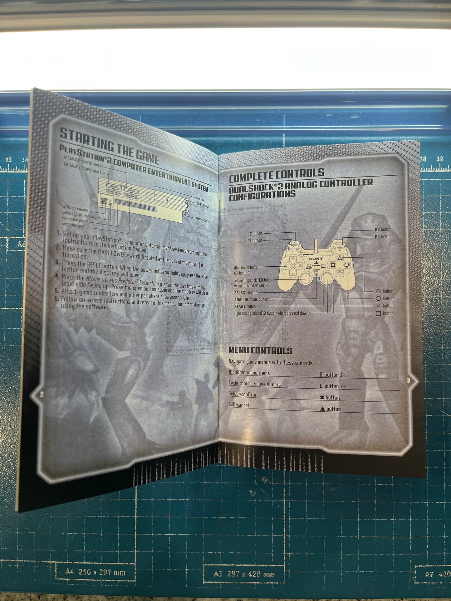 Alien vs Predator Extintion PS2 Custom Manual