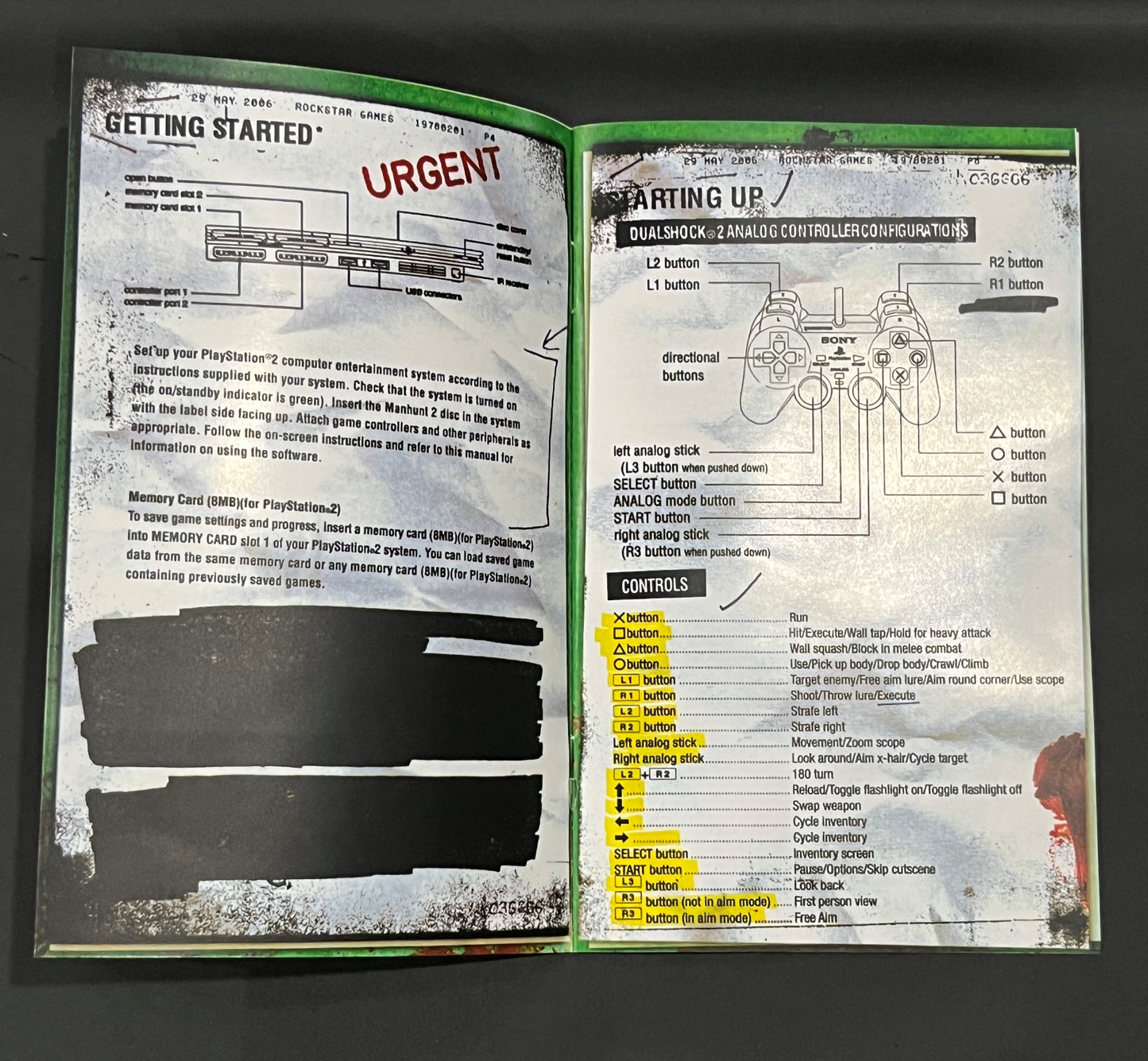 Manhunt 2 PS2 Custom Manual