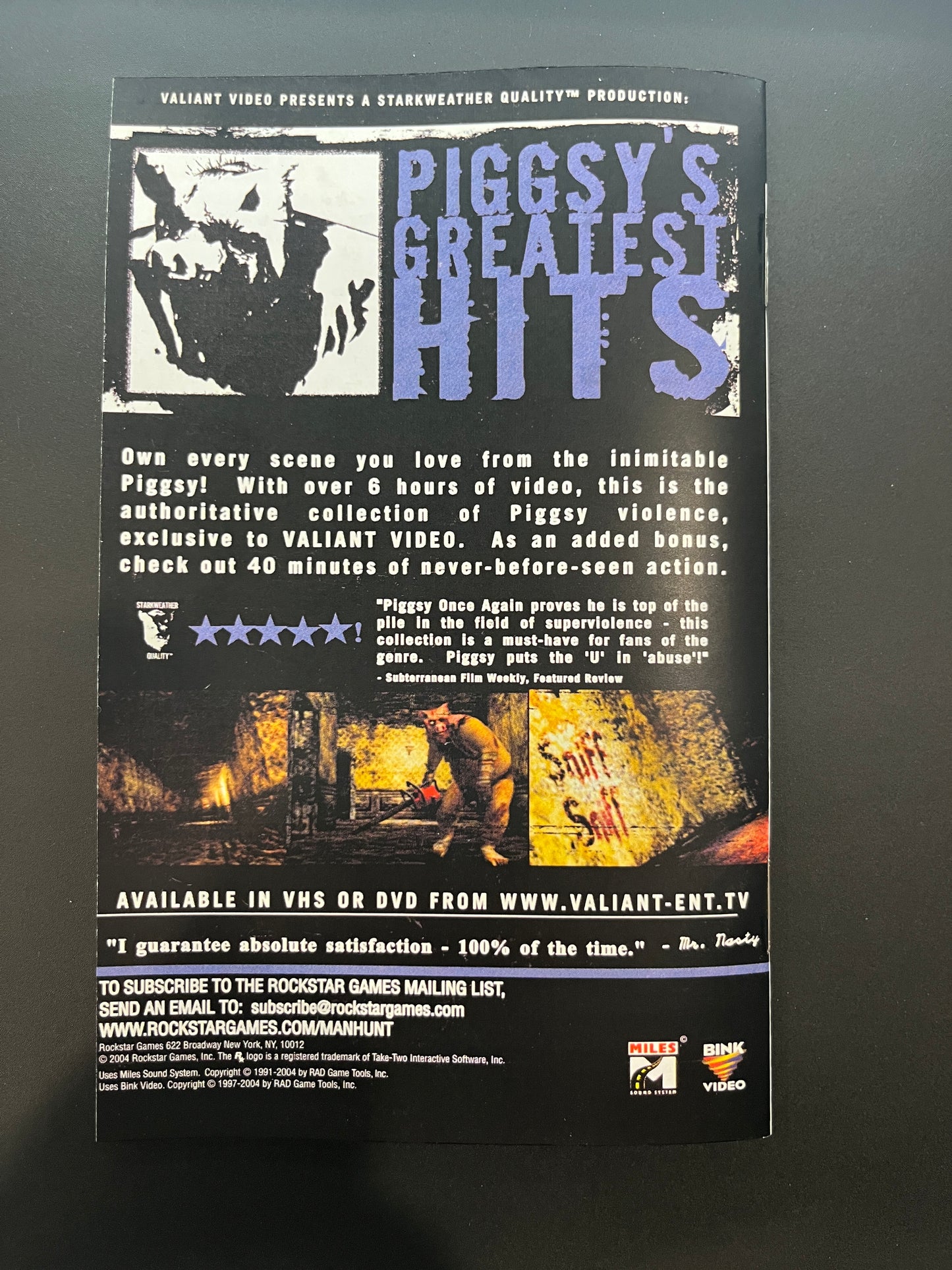 Manhunt Xbox Custom Manual