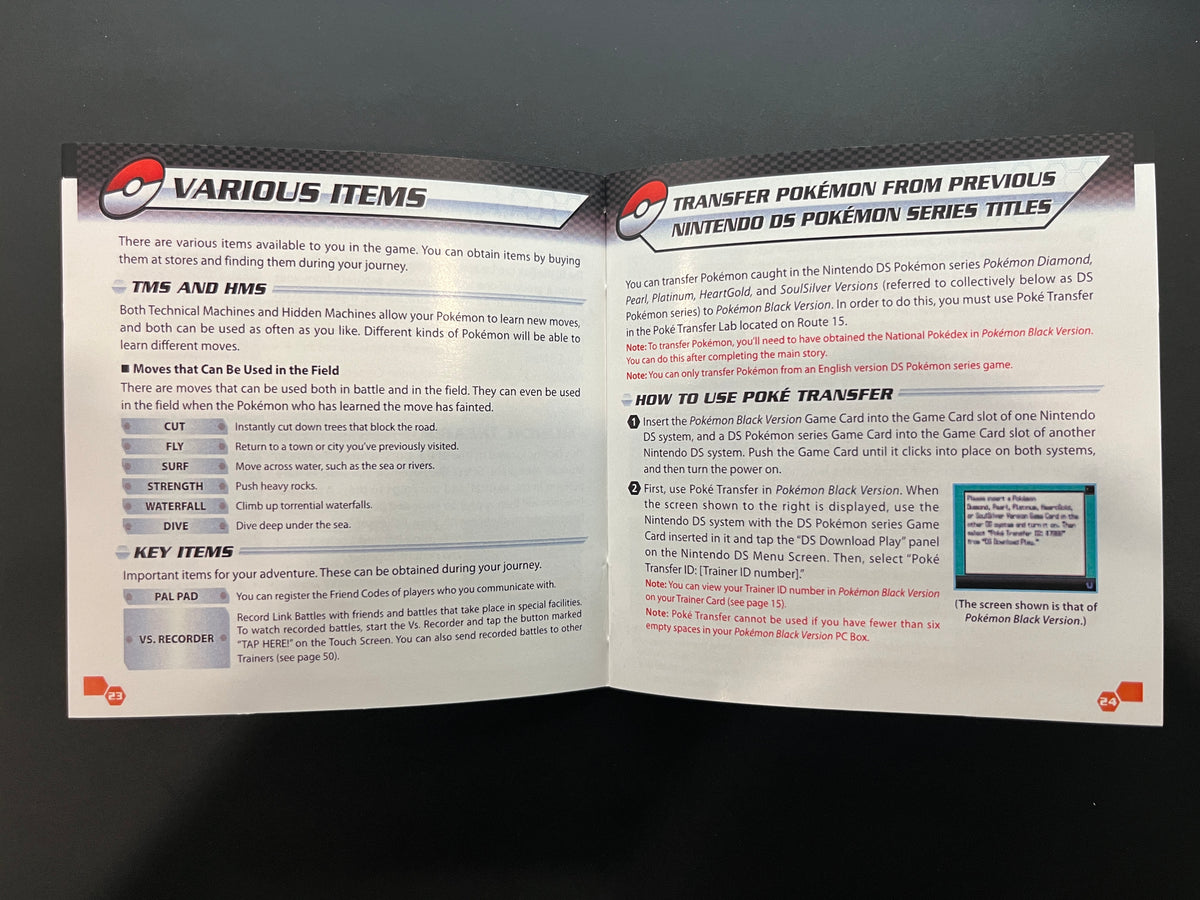 Pokémon Black Nintendo DS manual
