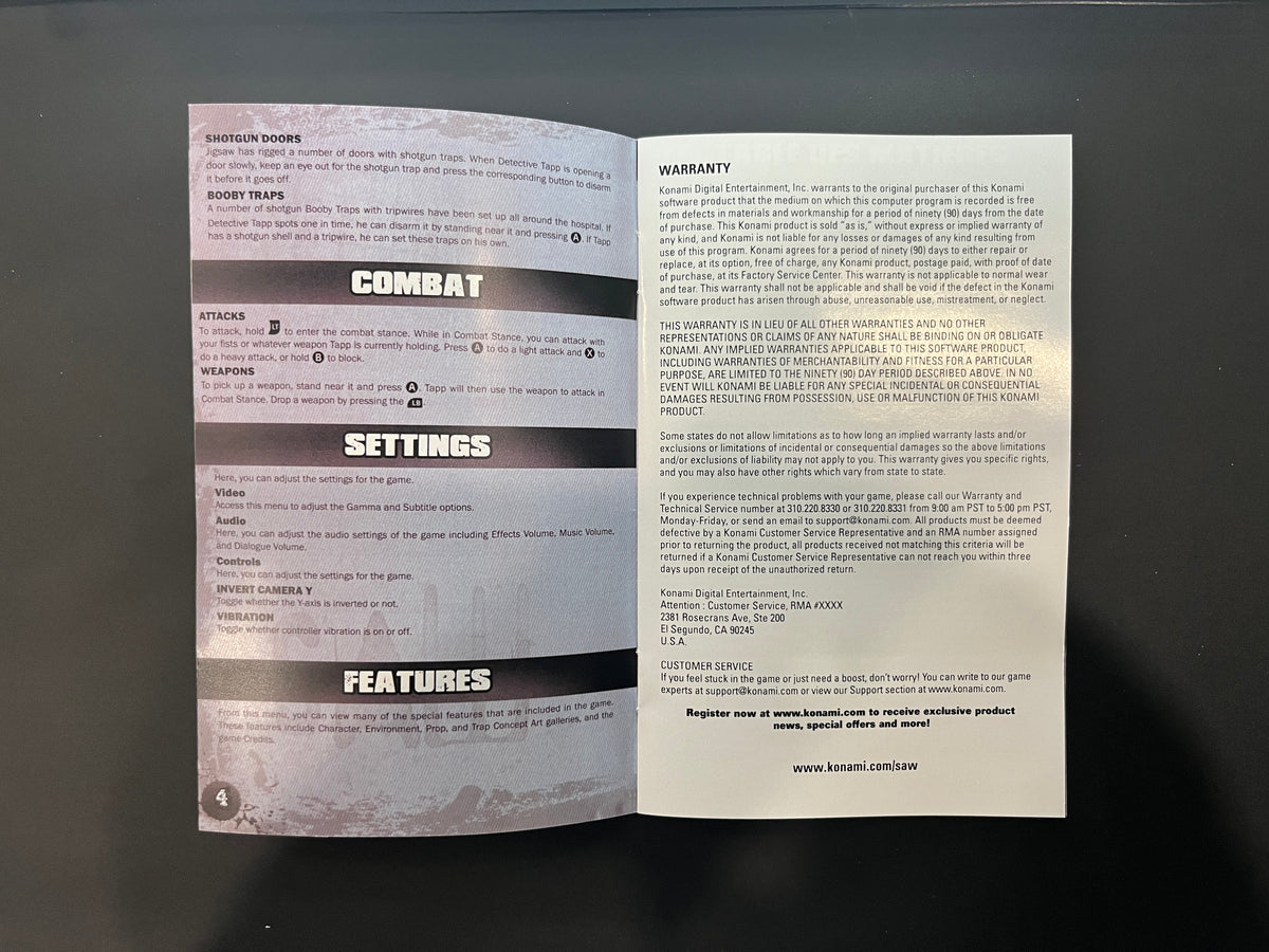 Saw 1 Xbox 360 Manual