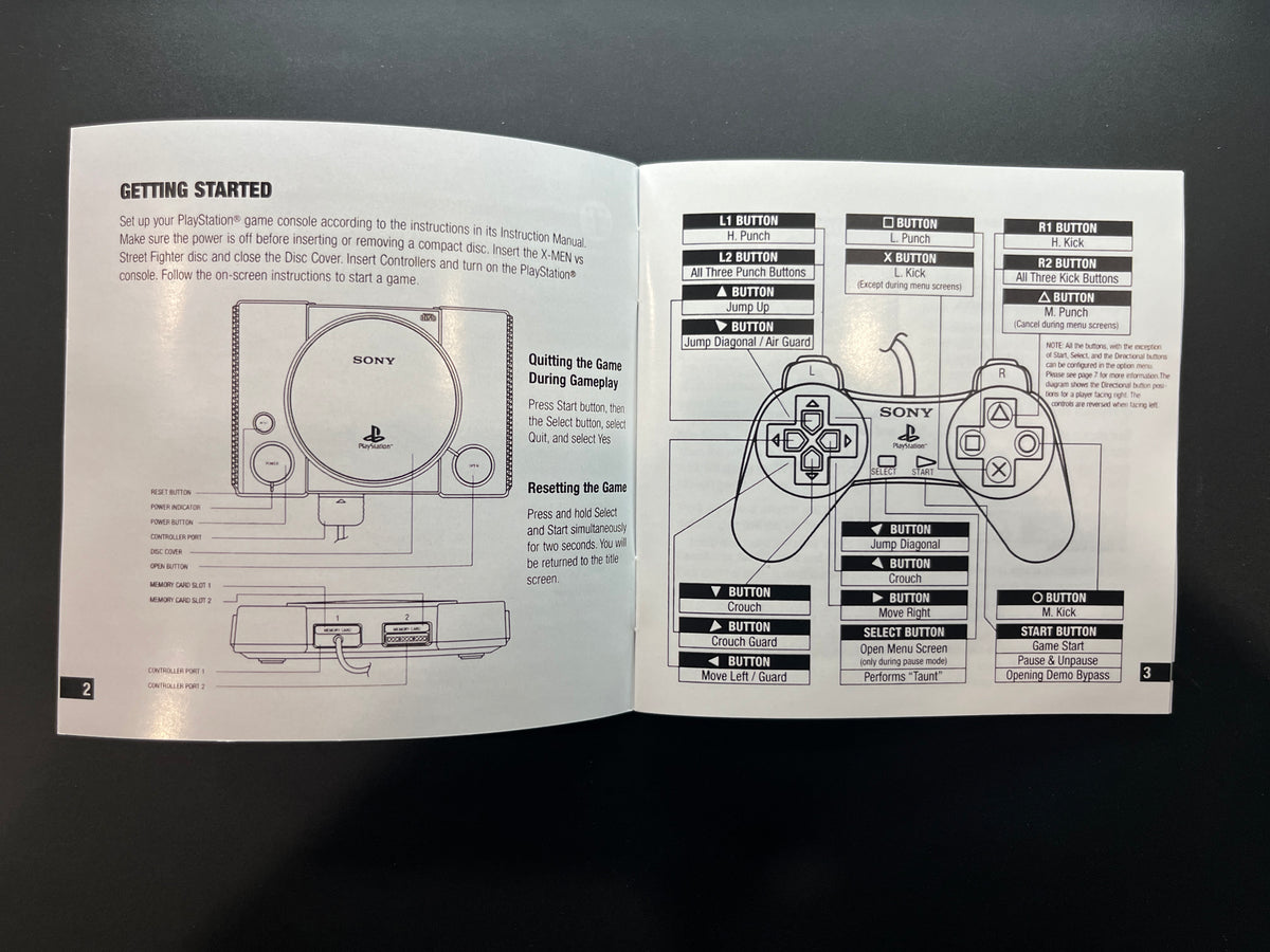X-men vs Street Fighter PS1 Manual