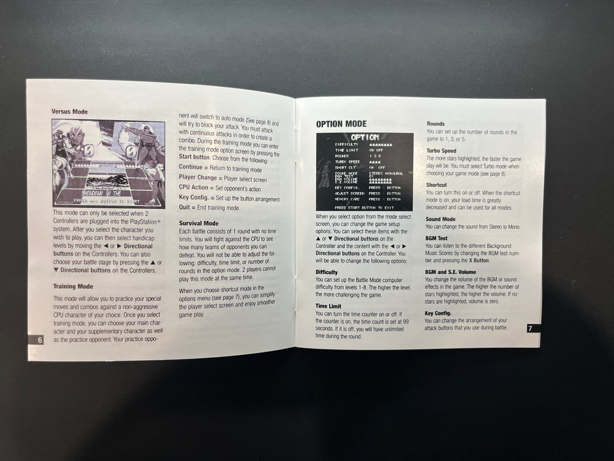 X-men vs Street Fighter PS1 Manual