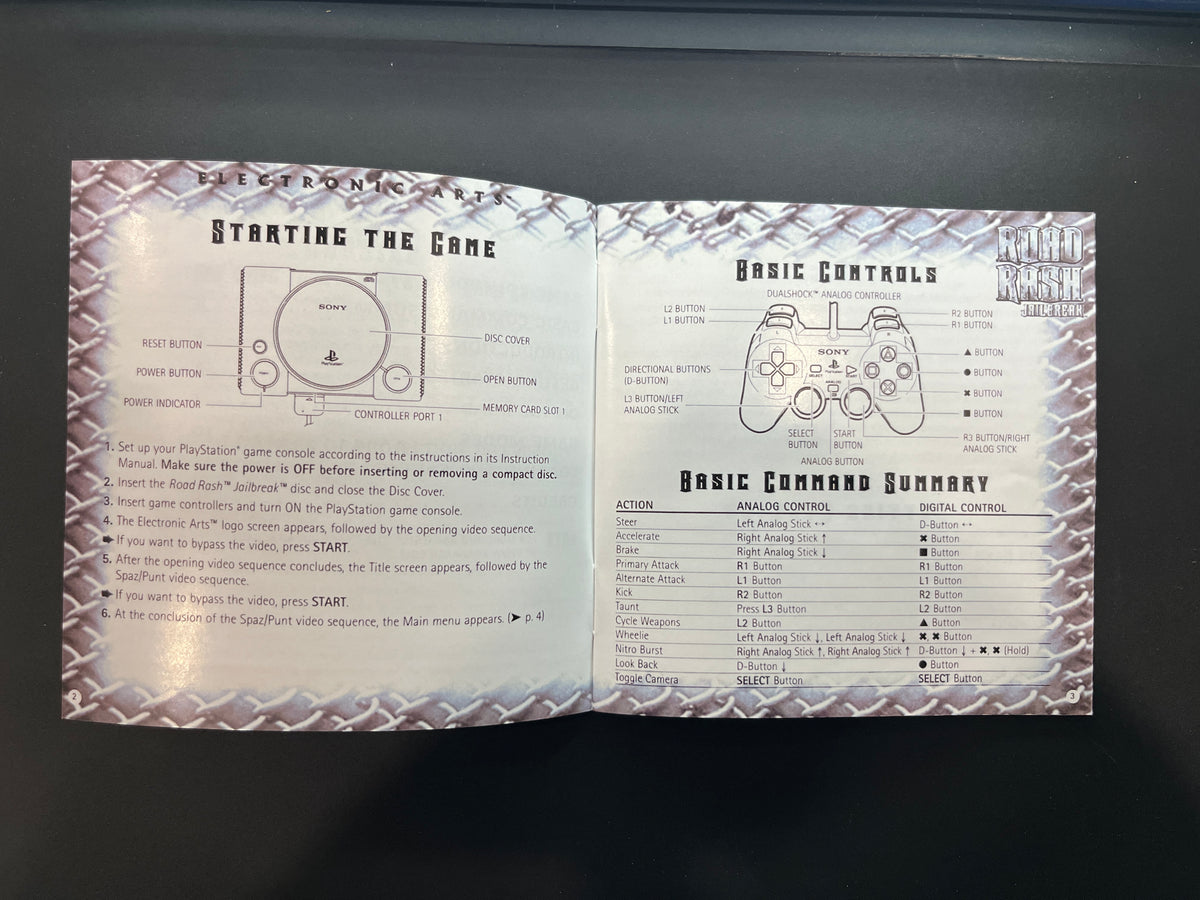 Road Rash Jailbreak PS1 Manual