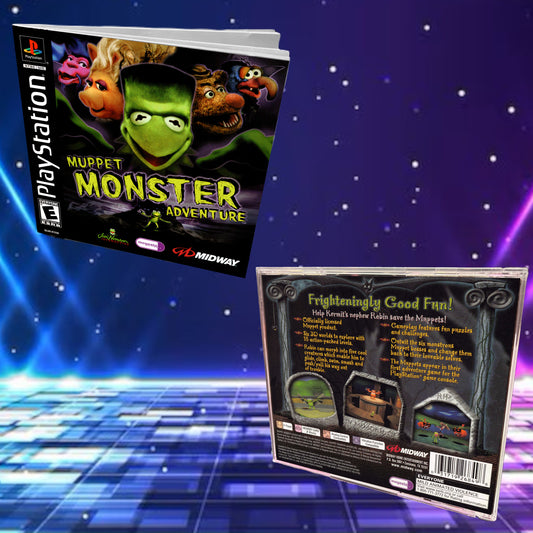 Muppet Monster Adventure PS1 Replacement Manual + Back Cover Insert + Case