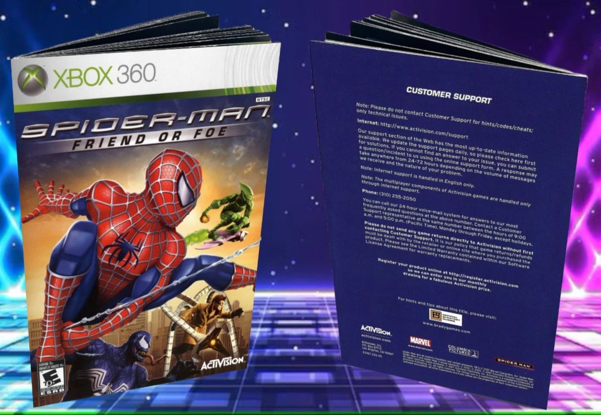 Spider Man Friend or Foe Xbox 360 Custom Manual