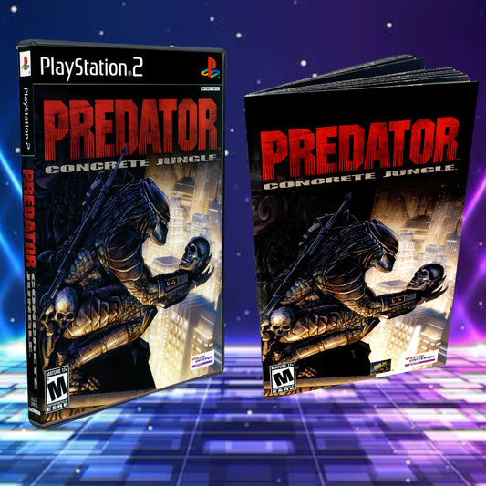 Predator Concrete Jungle Cover Art + Manual + PS2 Style Case