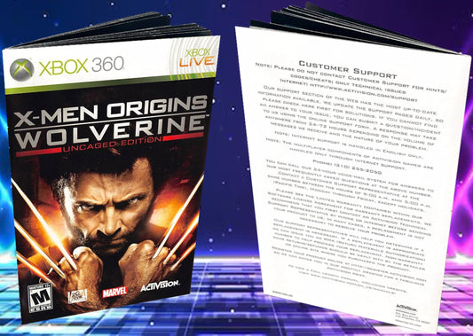 X-Men Origins Wolverine Xbox 360 Custom Manual